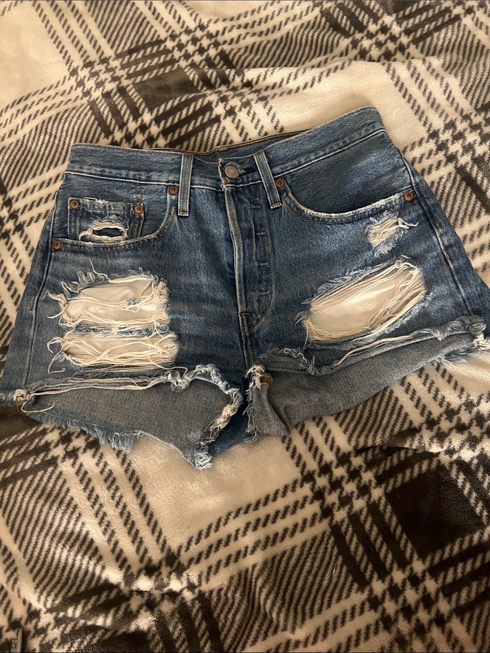 Levi's Distressed Blue Denim Cutoff Shorts